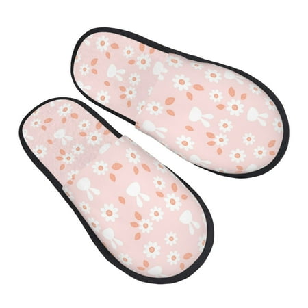 

Jgfou Flower Rabbit Print Womens Cozy Memory Foam Slippers Soft Warm Slip On House Slippers Anti-Skid Rubber Sole Creative Gifts for Women Mom Girlfriend
