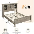 thumbnail image 3 of PLAUIN 44" H farmhouse Full Bed Frame, Rustic Wood Platform with Bookcase Headboard, Grey, 3 of 9