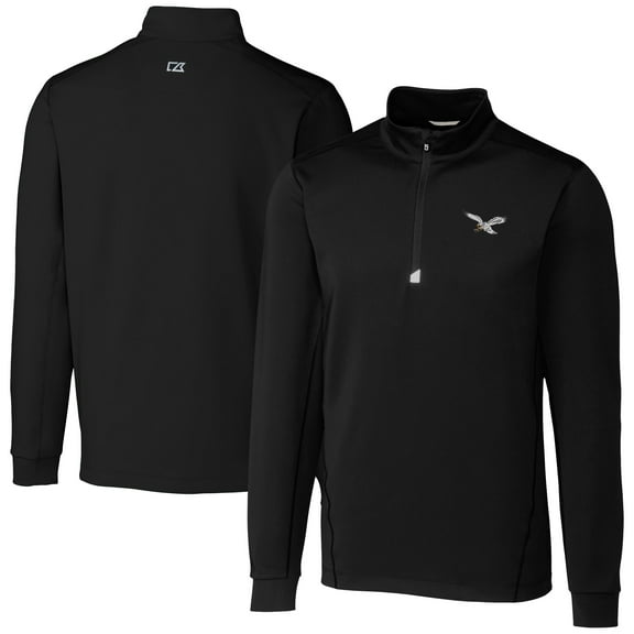 Men's Cutter & Buck Black Philadelphia Eagles Traverse Stretch Quarter-Zip Pullover