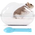 thumbnail image 2 of FFIY Hamster Sand Bath Container Large Transparent Plastic Toilet with Scoop Set for Small Pet Animals Cage Accessories, 2 of 5