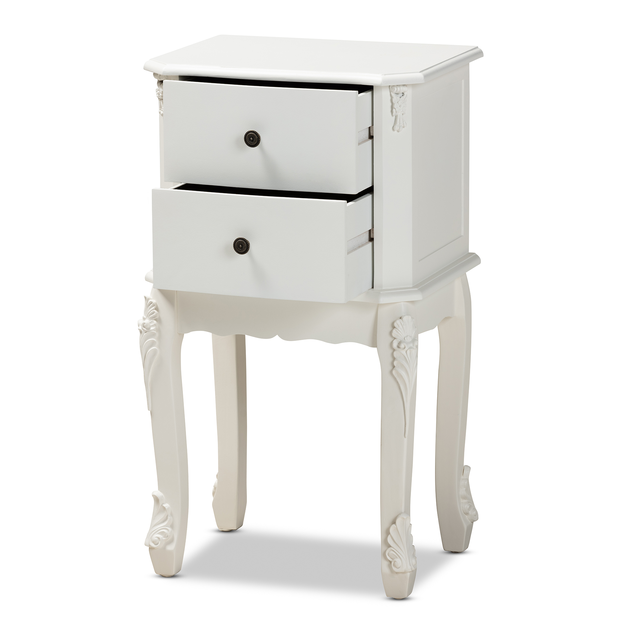 Baxton Studio Sophia Classic and Traditional French White Finished Wood 2-Drawer End Table - image 3 of 9