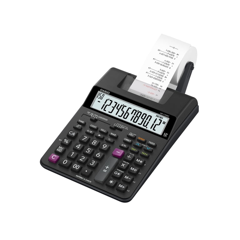 Casio HR-170RC 12-Digit Display Printing Calculator, Battery