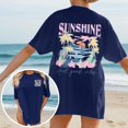 thumbnail image 2 of Trendfront Womens Oversized Graphic T Shirts Tropical Beach Sunshine Back Print Top Casual Loose Fit Short Sleeve Tee Outfits, 2 of 8