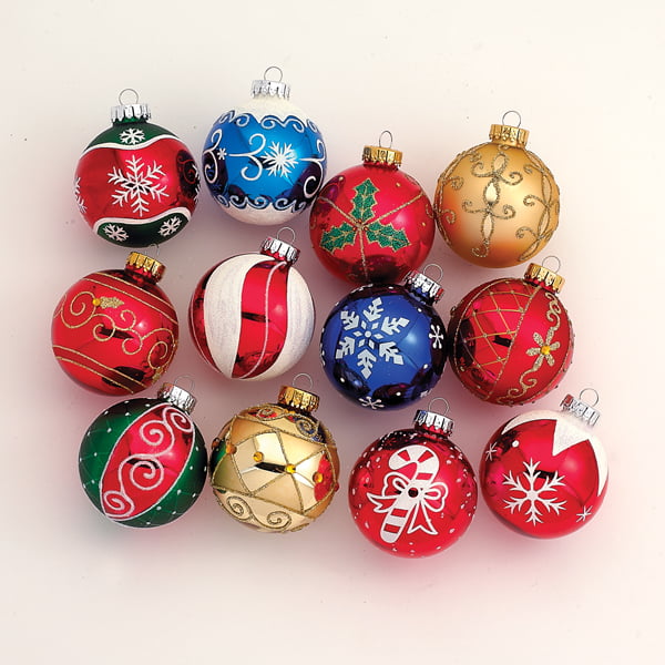 Club Pack of 96 Multi-Colored Decorative Glass Ball Christmas Ornaments ...