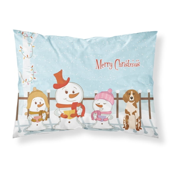 Merry Christmas Carolers Brittany Spaniel Fabric Standard Pillowcase