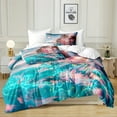 thumbnail image 6 of Ocean Beach Comforter Set Palm Tree Tropical Bedding 4 Pcs Pink Sunset Blue Coastal Romantic Natural Comforter Hawaii Beach Bedroom Decor, 6 of 12