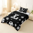 thumbnail image 2 of Erosebridal Letter L Monogrammed Twin Comforter Sets,White Black Bedding Set For Kids Boys,Reversible Black 2pcs, 2 of 7