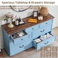 thumbnail image 3 of Farmhouse Nightstand with 7 Drawers, Mid Century Modern Large Wooden Bedside Table, 7 Drawers Dresser for Living Room or Bedroom, Light Blue, 3 of 8