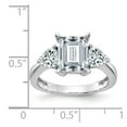 thumbnail image 3 of 14K White Gold Ring Band Moissanite Octagon Emerald Trillion, Size 8, 3 of 6