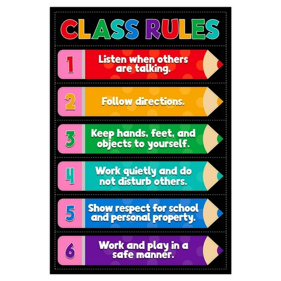 Classroom Rules Poster  Colorful Classroom Educational Poster Teacher Must Haves for Classrooms Elementary Preschool Kindergarten Decorations Back to School Teacher Supplies