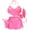 Pink-1, variant on Womens Mini Skirt PU Leather Bra Top Glossy Metallic Triangle Bikini Shiny Rave Outfits Bunny Costume Halter Crop with G-String Ears Headband 4pc Pink M