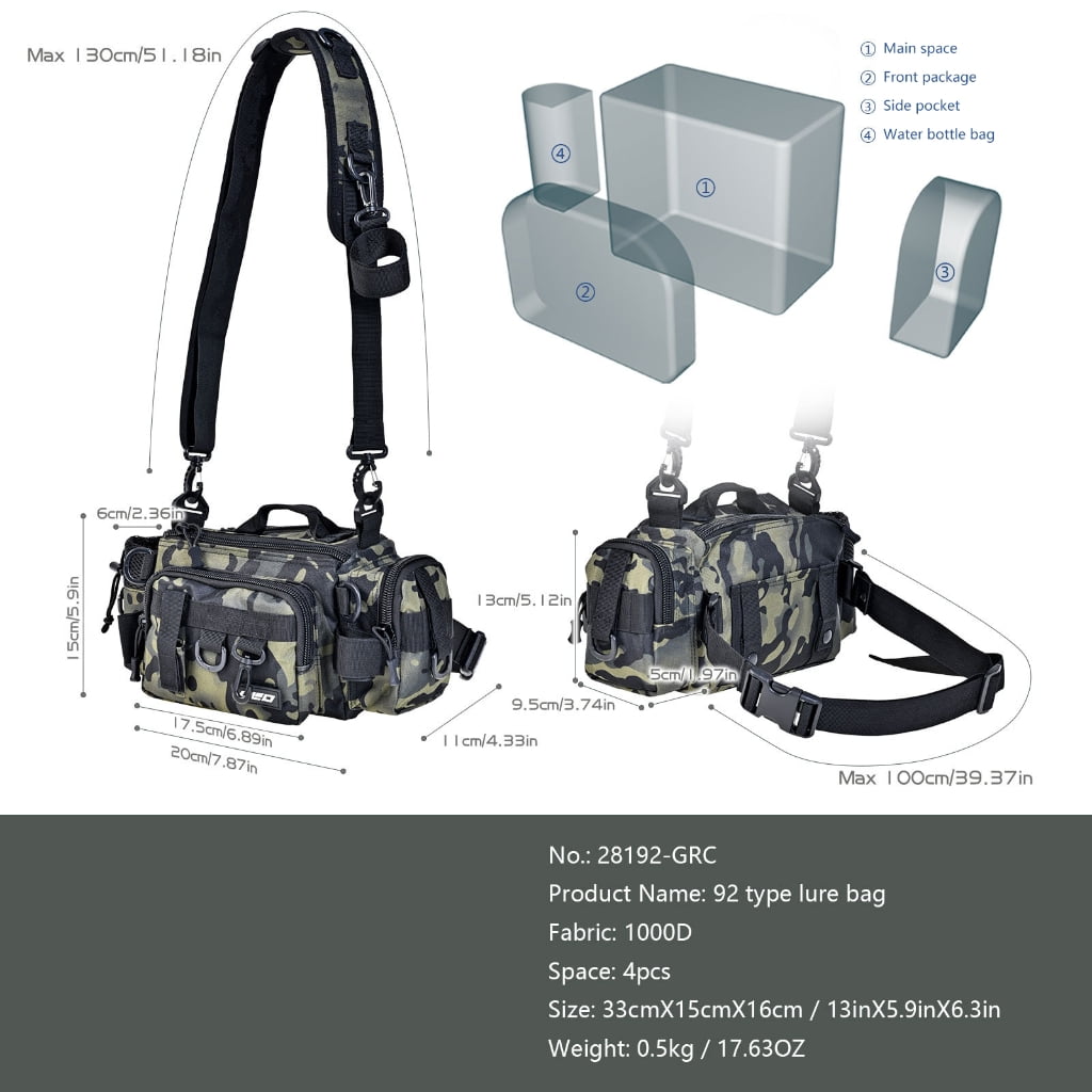 ZPAQI Fishing Tackle Bag Fishing Gear Bag Large Capacity Waist Bag Fishing Pack