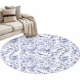 thumbnail image 2 of Blue Botanical Round Area Rug 4 FT, Non Slip Indoor Outdoor Rug, Elegant Watercolor Botanical Birds Washable Soft Circular Carpet Non-Shedding Floor Mat for Coffee Table Nursery Foyer Balcony, 2 of 8
