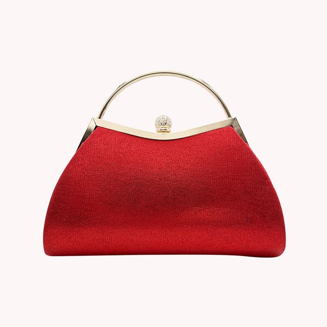 Bolso De Embrague De Noche Bolso de mano de noche para mujer, bolso de mensajero con cadena de diamantes de imitación, bolso brillante (rojo
