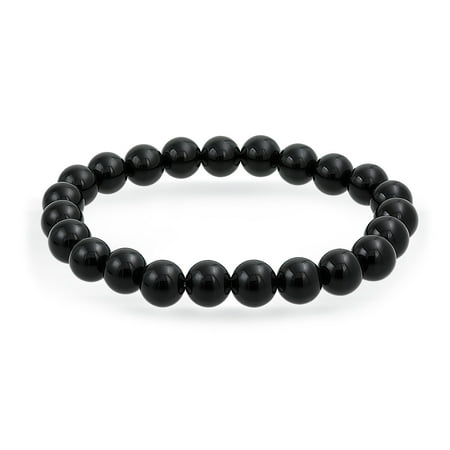 Black Onyx Mans Bracelet - Black Onyx Round Bead 8mm Stretch Bracelet For Women Form Men For Teens Strand Stackable Adjustable