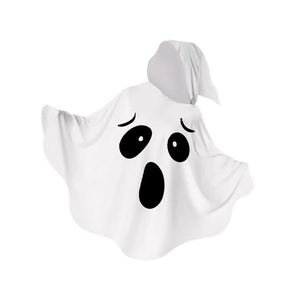 Disfraz de Fantasma de Halloween con Capa con Capucha Poncho Adorable Tela Ligera y Transpirable de Spandex Adecuado para Fiestas de Disfraces