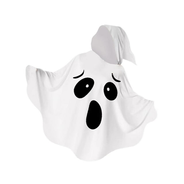 Disfraz de Fantasma de Halloween con Capa con Capucha Poncho Adorable Tela Ligera y Transpirable de Spandex Adecuado para Fiestas de Disfraces