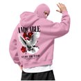 thumbnail image 4 of LIWENLI Fleece Lined Zip Up Hoodie Men with Balaclava Mask Trendy Print Sweatshirt, S-2XL (Pink,L), 4 of 8