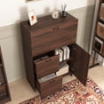 thumbnail image 3 of Desk Cabinet, with Storage Drawer & Shelves, Fold-up Desktop, Ideal for Home, Office, Dormitory, Small Spaces W31.49"xD13.78"xH47.2" (Walnut), 3 of 12