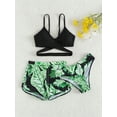 thumbnail image 4 of Alvivi Girls 3 Pieces Swimsuit Fish Scales Printed Tankini Sets Swim Crop Top Bikini Bottoms Shorts Swimwear Green 13-14, 4 of 7