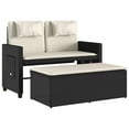 thumbnail image 3 of vidaXL Reclining Garden Bench with Cushions Black Poly Rattan, 3 of 5