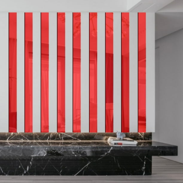 Acrylic Mirror Surface Wall Stickers Striped Design Living Room Modern Decoration Red Com Acrylic Mirror Surface Wall Stickers, Silver Mirror Vertical Blinds