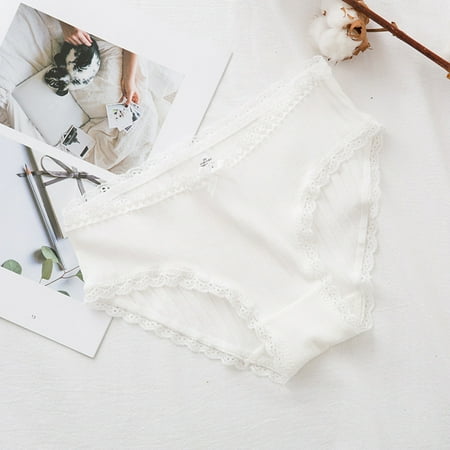 

Women s Panties Womens Low Waist Lace Thong Seamless Panties White One Size 3pcs