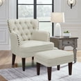 thumbnail image 2 of Kinmars Accent Chair with Ottoman Set, Upholstered Button Tufted Armchair for Bedroom Living Room(Beige), 2 of 10