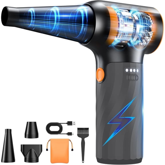Compressed Air Duster, 260000RPM Cordless Electric Air Blower with Brushless Motor, 3-Speed Adjustable & Rechargeable