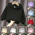 thumbnail image 3 of Toddler Pullover Hoodie Long Sleeve Solid Basic Sweatshirt Soft Cotton Casual Oversized Hooded Top for Kids Boys Girls, 3 of 3
