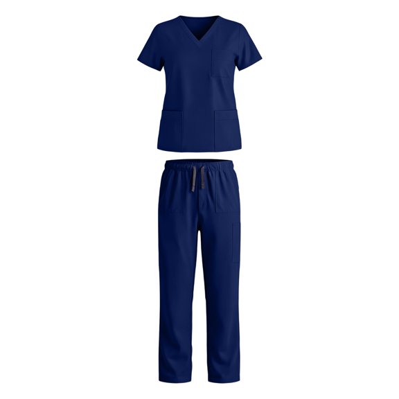 Guluxicc 2 Piece Women's Outfit Sets V Neck Crisscross Short Sleeve Top With Multiple Pockets and Jogger Pants Medical Scrubs Uniform