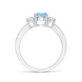 thumbnail image 2 of ANGARA Natural Classic Three Stone Aquamarine and Diamond Ring in 14K White Gold for Women (Size-6mm) | March Birthstone, Birthday, Anniversary, Jewelry Gift for Women | Natural Aquamarine Ring, 2 of 9