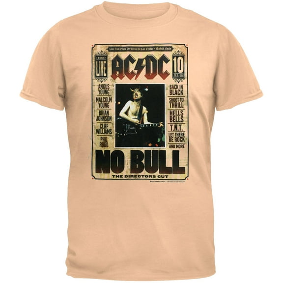 AC/DC Men's No Bull Tan Short Sleeve T Shirt