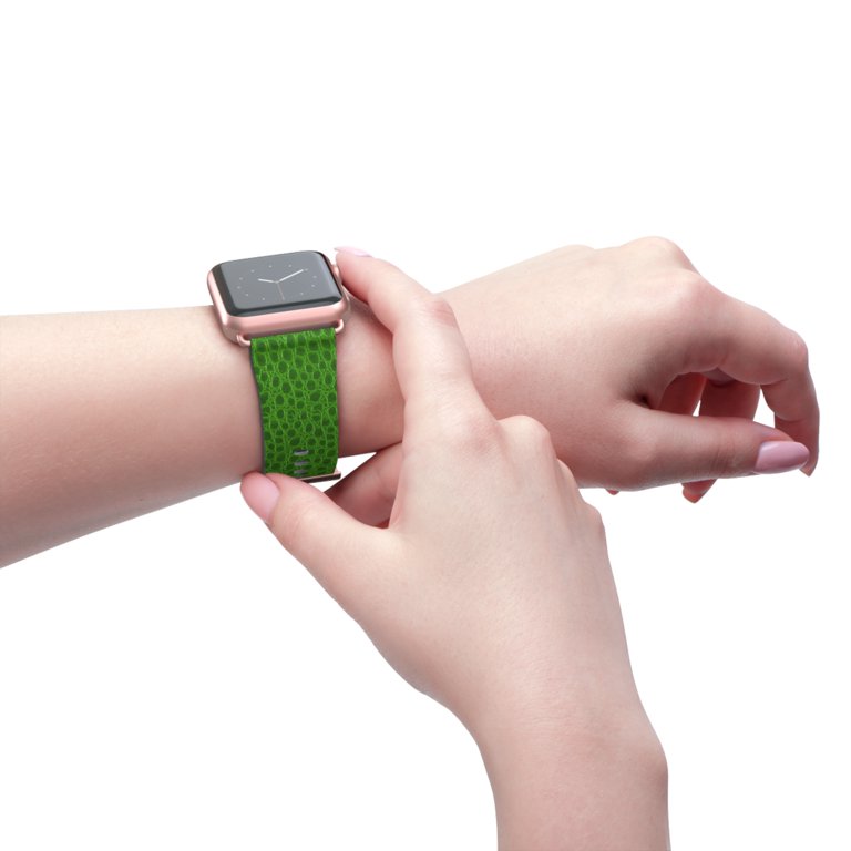 Green Snakeskin Print Faux Leather Band For Apple Watch 