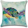 thumbnail image 3 of Lino Mar Animal Ballena Patrón Funda De Almohada Suave Funda De Almohada Sofá Hogar Coche Oficina Decoración,11 Feliz Sencillez, 3 of 4