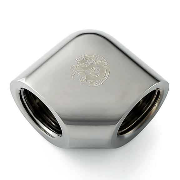 Bitspower G1/4" Female to Female Extender Fitting, 90 Degree Angle, Black Sparkle