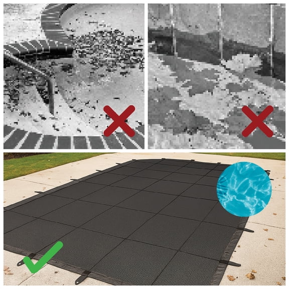 Swimline Deluxe Rectangular In-Ground Closing Pool Leaf Net Cover 20' x 40' - Black