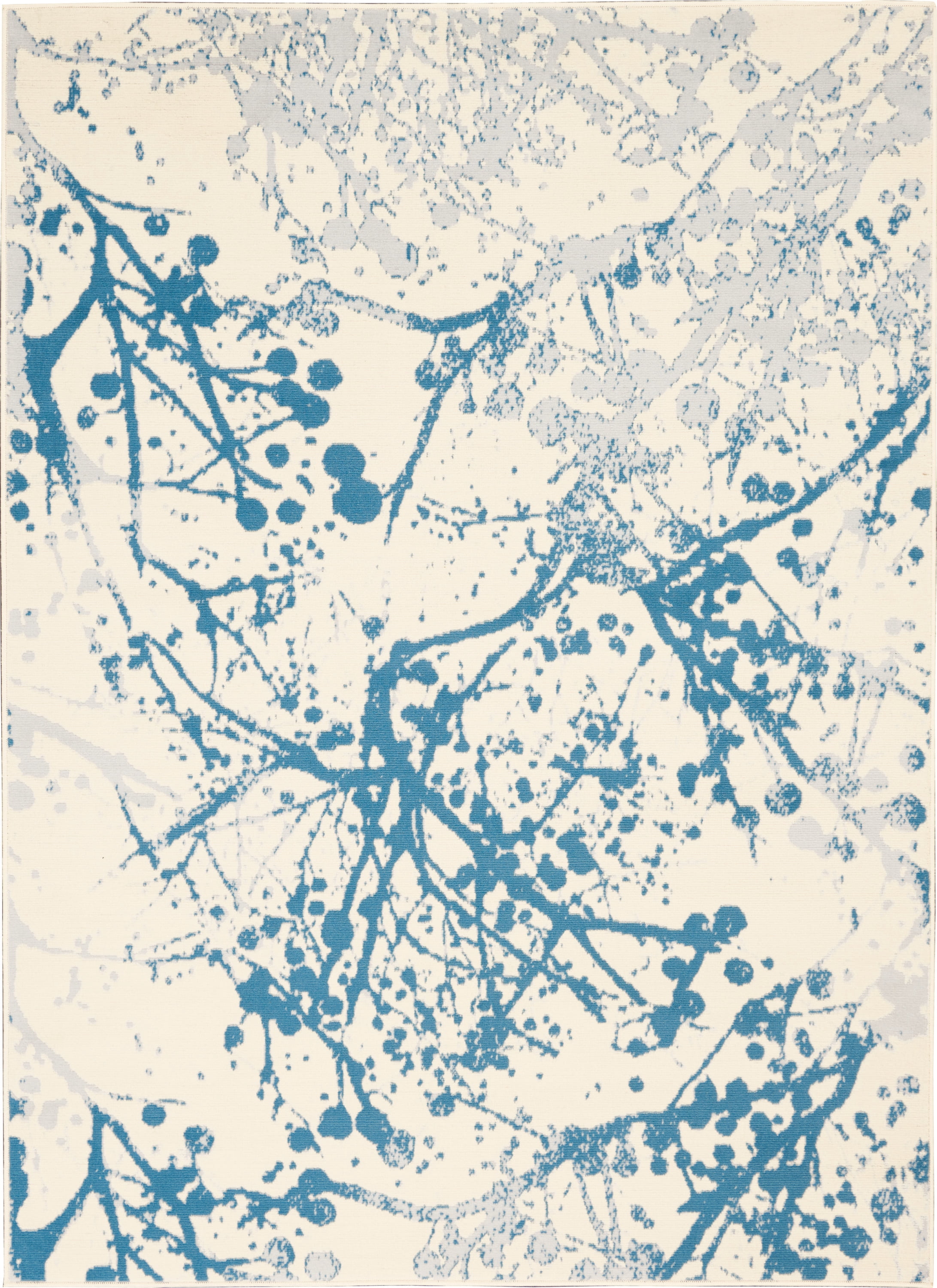 Nourison Bliss Modern Botanical Ivory/Blue 4' x 6' Area Rug, (4' x 6')