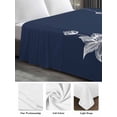 thumbnail image 5 of Full Size Flat Sheet Only, Navy Blue White Floral Soft Brushed Microfiber Bed Sheets, Abstract Art Summer Botanical Hotel Quality Breathable Bedding Top Sheet, Easy Care, 66"x102", 5 of 9