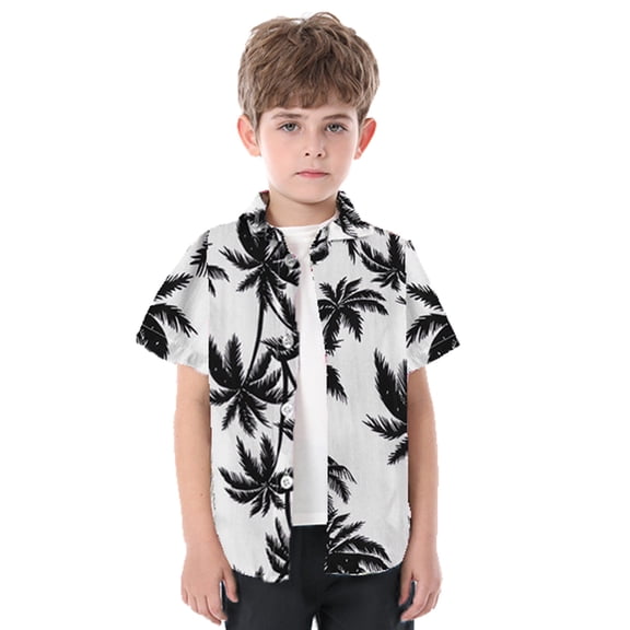 SOFTCCLO Boys Shirts Short Sleeve Lapel Collar Button Down Tops Hawaiian Floral Print Beach Vacation Gentleman Casual Kids Shirts Size 6-7Y