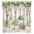 thumbnail image 3 of HVEST Watercolor Forest Shower Curtain, Wild Animals Bear Fox and Cute Deer in Forest Bathroom Shower Curtain Green Plants Polyester Fabric Decor Curtain with Hooks, 72X72 inch, 3 of 7