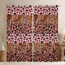 jejeloiu Rustic Leopard Abstract Black Out Curtains,Jungle Animal Cheetah Curtains Pack of 2 (42x63 Each),Pink Brown Bedroom Curtains For Adult,Super Cozy Room Decor