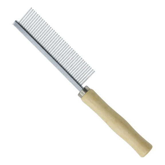 Stainless Steel Pet Comb with Wooden Handle, Double Sided Comb for Dogs and Cats, High Low Tooth Design for Deshedding, Glossy Hair Removal, Anti Static, Portable Grooming Tool