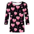 thumbnail image 4 of Xdegoge Cute Heart Shirts for Women 3/4 Sleeve Tops Holiday Valentine Tshirts Crew Neck Fashion T Shirt Dressy Casual Blouses Going Out Outfits, 4 of 6
