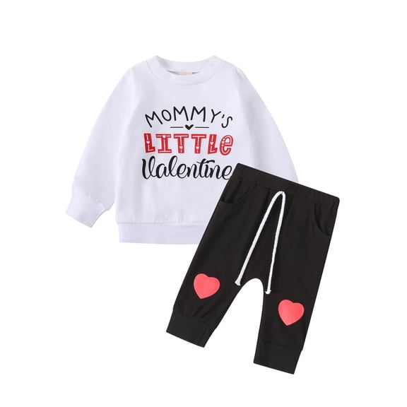 Glisme Girls Valentine'S Day Outfit 2Pcs Baby Toddlers Long Sleeves Tops Pants Two Piece Set Stylish Matching Set Size 3-4 Years Black