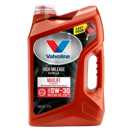 (3 Pack) Valvoline High Mileage with MaxLife Technology SAE 5W-30 Synthetic Blend Motor Oil - Easy Pour 5 (Best Oil For High Mileage Cars That Burn Oil)