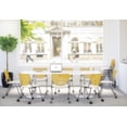 thumbnail image 2 of KFI Studios KOOL Armless Stacking Chair with Casters, Sky Blue, White Seat, 2 of 5