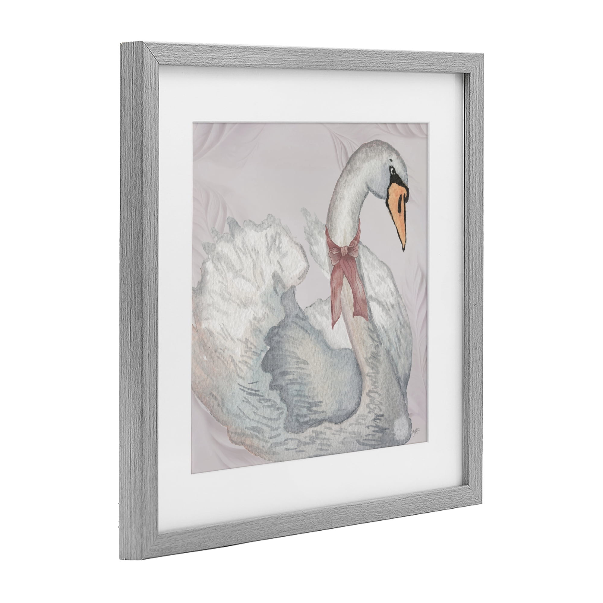 Stupell Industries Subdued Classic Swan Gray Framed Print Under Glass, design by Elizabeth Medley