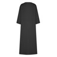 thumbnail image 4 of Women's Plus Size Cotton-Linen Cover-Up Dress Casual Long-Sleeve Round Neck Loose-Fit Long Dress with Pockets, 4 of 5