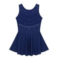 thumbnail image 5 of YiZYiF Girls Rhinestones Ballet Gymnastic Skirted Leotard Tulle Back Costume Dress Navy Blue 14, 5 of 7